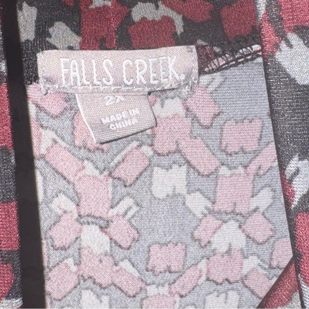 Falls Creek Burgundy, Black & Gray Floral Print Dress - Picture 3 of 3